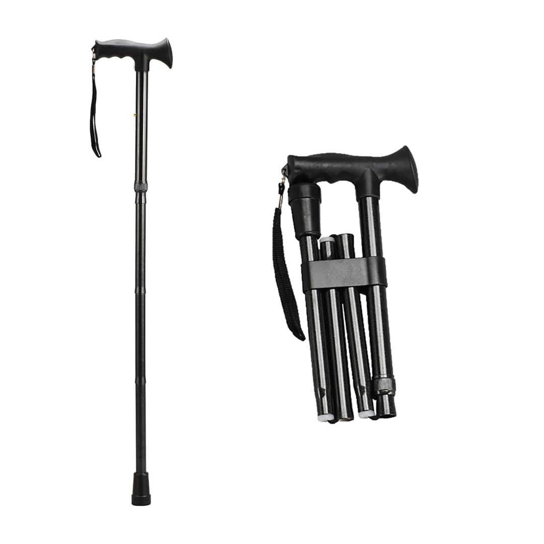Two Nova Folding Canes with Soft Rubber Handles, one fully extended with a slip-resistant grip and wrist strap, the other collapsed for compact storage.